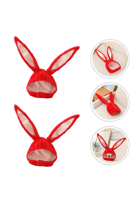 Red Plush Bunny Ears Hat Soft and Comfy Design One Size Fits Most Adults and Kids