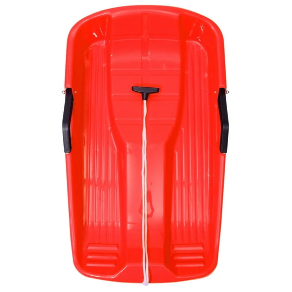 WEAVILUX Red Plastic Sled with Non- Handle, and Lightweight for Easy Carrying and Winter