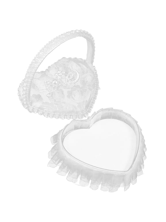 White Lace and Satin Ring Holder for Wedding Decor and Storage