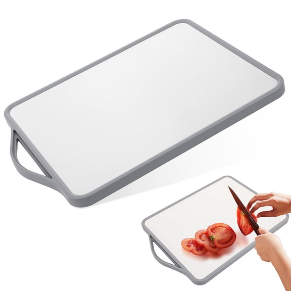 WEAVILUX Grey Stainless Steel Cutting Board with Nonslip Base, Dishwasher Safe, Sleek Design for Kitchen Use