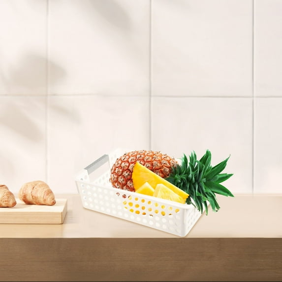 WEAVILUX Small Plastic Storage Box Rectangular Organizer for Kitchen, Pantry, Office Supplies, and Home Storage Solutions