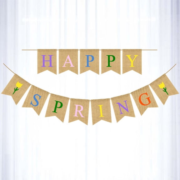 WEAVILUX Spring Party Garland with Colorful Linen Banners, Perfect for Indoor and Outdoor Seasonal Decorations