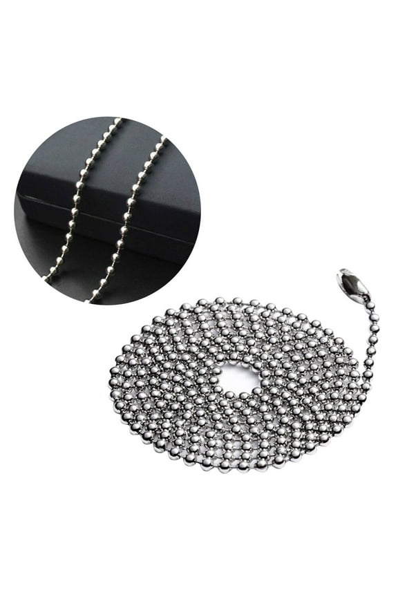 Solid Stainless Steel Dog Chain with Metal Beads, Adjustable Length Pet Collar Accessory