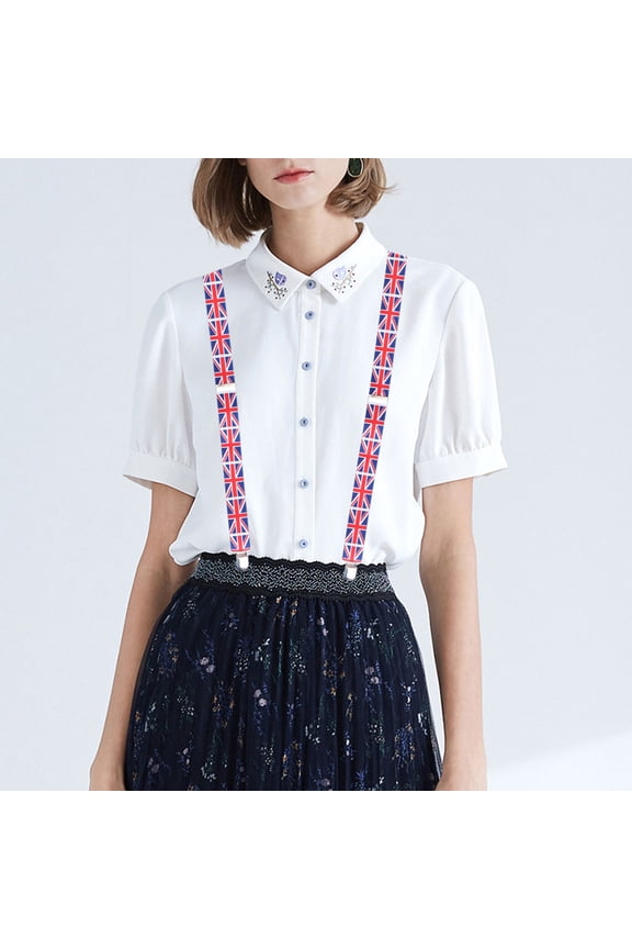 UK Flag Elastic Suspenders Adjustable Clip-On Pants Braces for Men Women Comfortable Fit