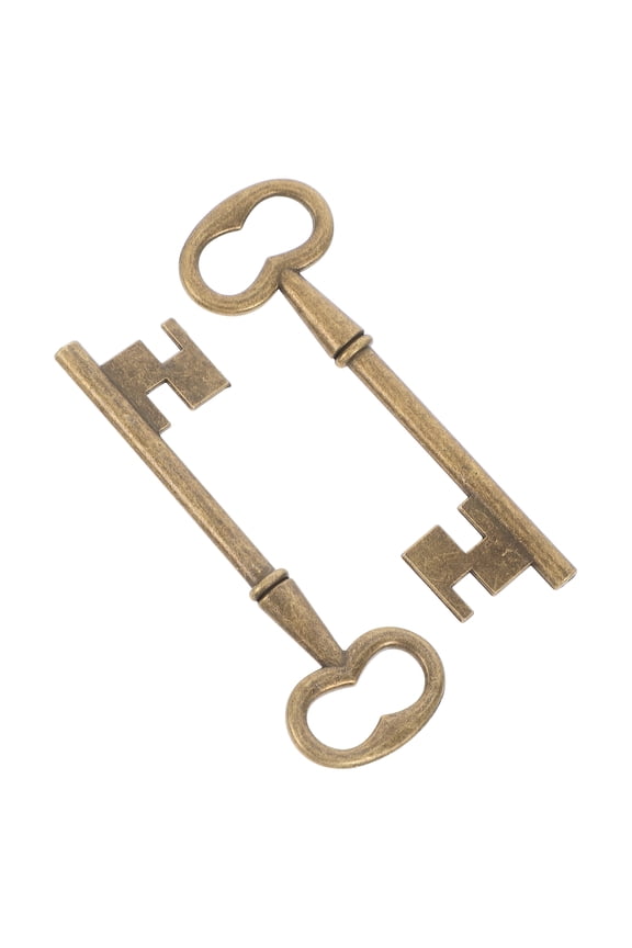 Vintage Antique Bronze Key Set, 2 Pieces Metal Keychain Charms, Assorted Styles for Crafting and Decoration