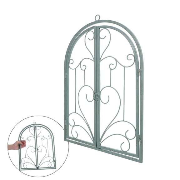 WEAVILUX Vintage Metal Window Frame Wall Sculpture, Rustic Farmhouse Decor for Indoor or Outdoor Display