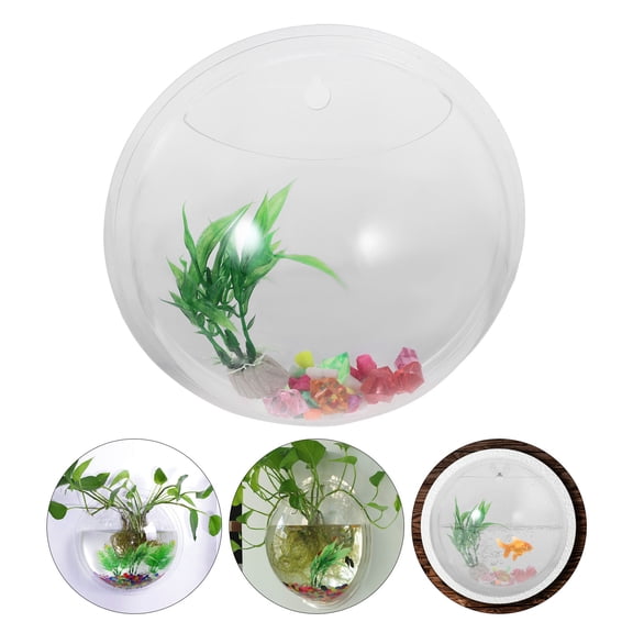 WEAVILUX Clear Wall Mounted Fish Tank Hanging Fish Bowl Aquarium Decor Storage Tank for Home and Set