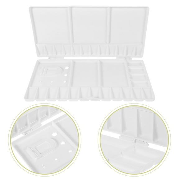 WEAVILUX Foldable White Plastic Painting Tray with 33 Compartments, Portable Palette for Artists and Painters