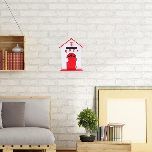 WEAVILUX Wood Mailbox Post in Red Decorative Letter Box for Wall Mounted Home Use