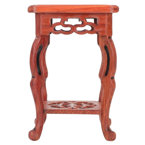 WEAVILUX Dark Red Wooden Plant Stand, Sturdy Flower Pot Base Display Pedestal for Indoor Planter, Vase, Home Kitchen Decor