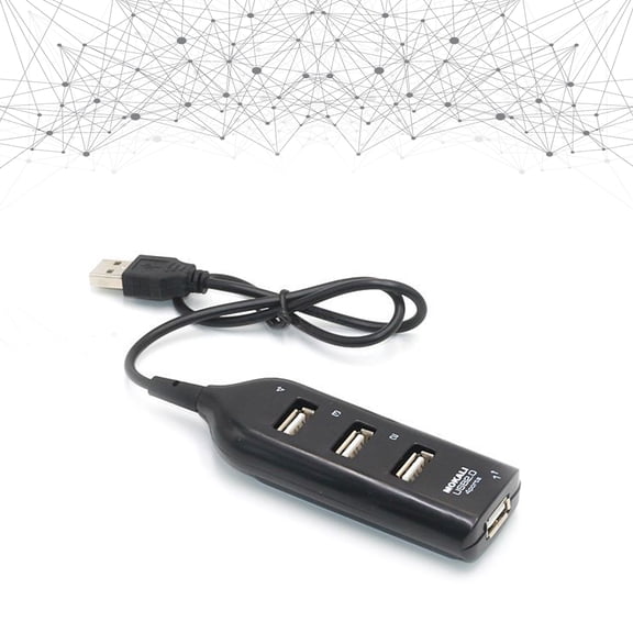 WEAVILUX Black 4-Port USB Hub for Laptop, Compatible with Windows, USB Splitter with High-Speed Data Transfer