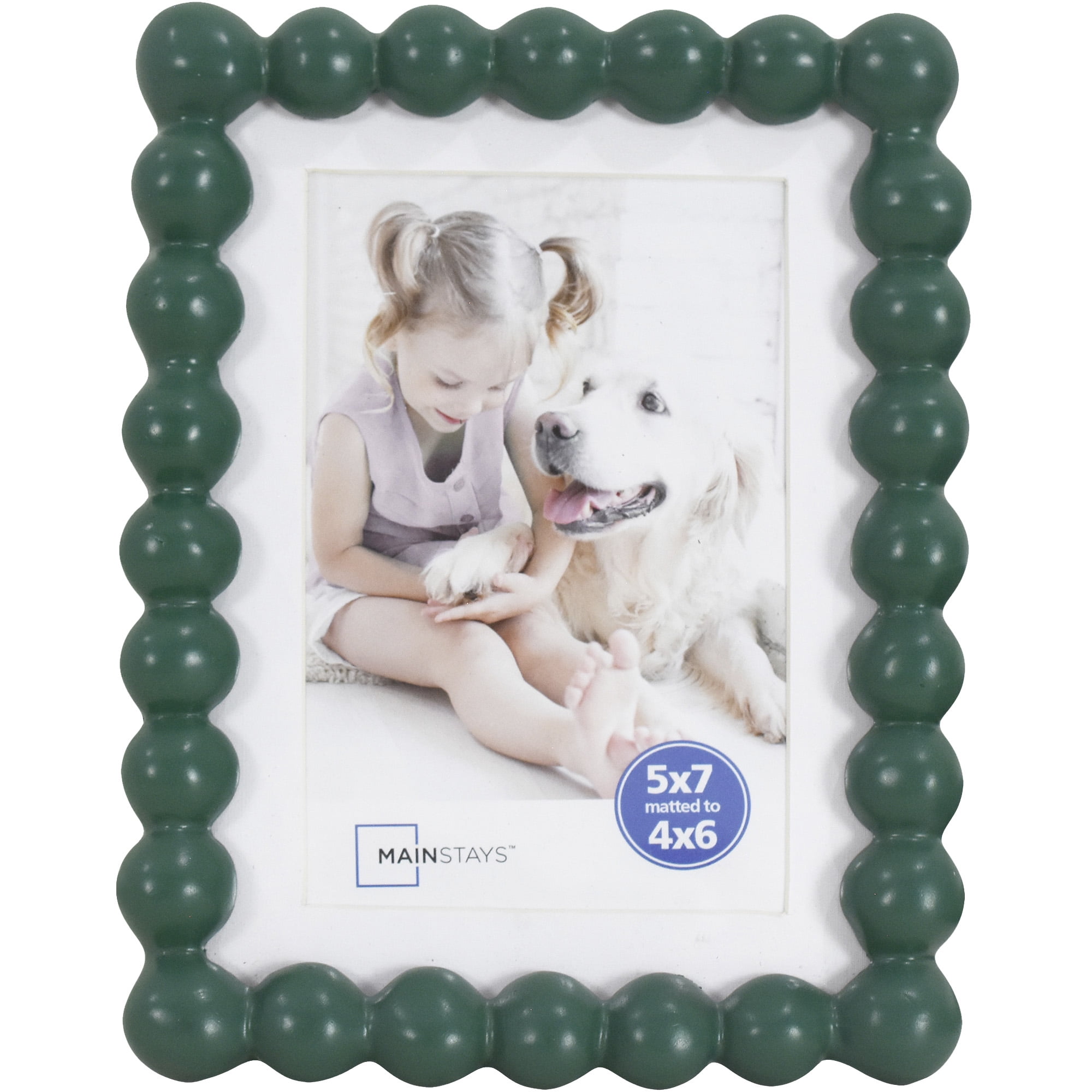 Mainstays Greenbrier Bubble Beaded 5x7 Picture Frame Matted to 4x6, Greenbrier Photo Frame for Wall, Tabletop Display