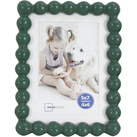 Mainstays Greenbrier Bubble Beaded 5x7 Picture Frame Matted to 4x6, Greenbrier Photo Frame for Wall, Tabletop Display