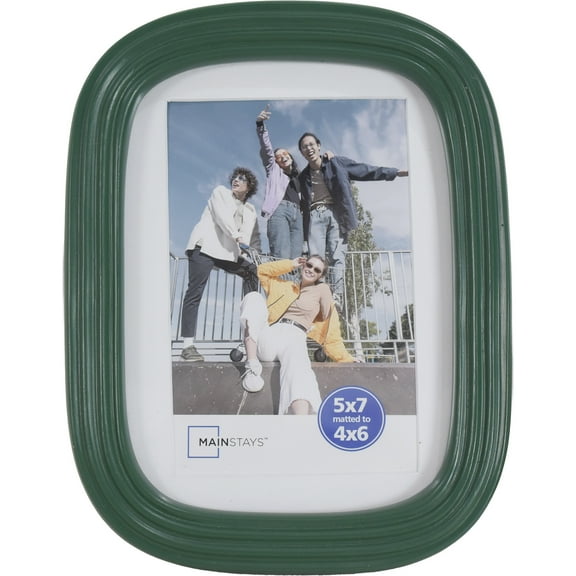Mainstays Greenbrier Ribbed Rounded Corner 5x7 Picture Frame Matted to 4x6, Greenbrier Photo Frame for Wall, Tabletop Display