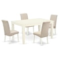 thumbnail image 1 of WEBA5-WHI-01 5Pc Dining Set Includes a Rectangle Dinette Table with Butterfly Leaf and Four Parson Chairs with Cream Fabric, White Finish, 1 of 6