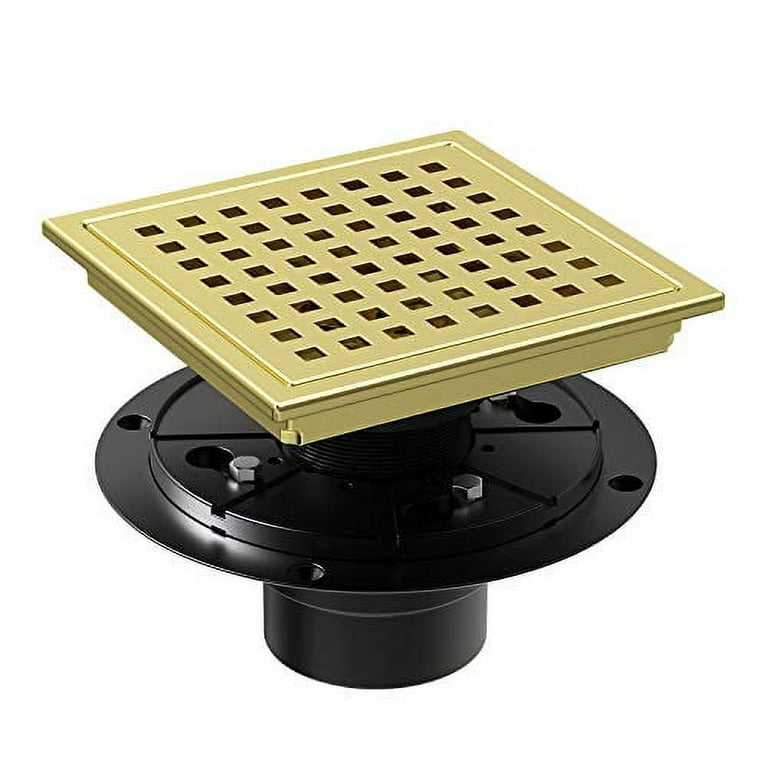 WEBANG 6 inch Square Shower Floor Drain with Flange,Quadrato Pattern Grate