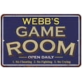 thumbnail image 1 of WEBB'S Blue Game Room Gift Sign Metal Wall Decor 12x18 112180002479, 1 of 1