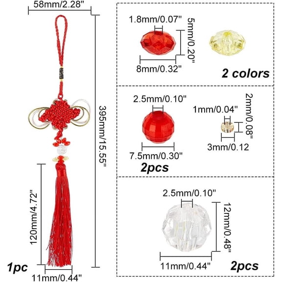 WEBEEDY 1 Bag DIY Handmade Beaded Weaving Gourd Pendant Decoration Kit with Thread Polyester Chinese Knot Tassel Imitated Crystal Glass Bead Plastic Bead Mixed Color 0.3~1.2x0.2~0.75cm
