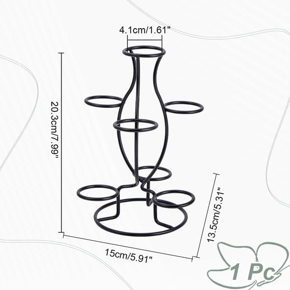 WEBEEDY 7-Slot Iron Easter Egg Display Stands Metal Crystal Ball Sphere Display Rack for Home Decoration Black 15x13.5x20.3cm