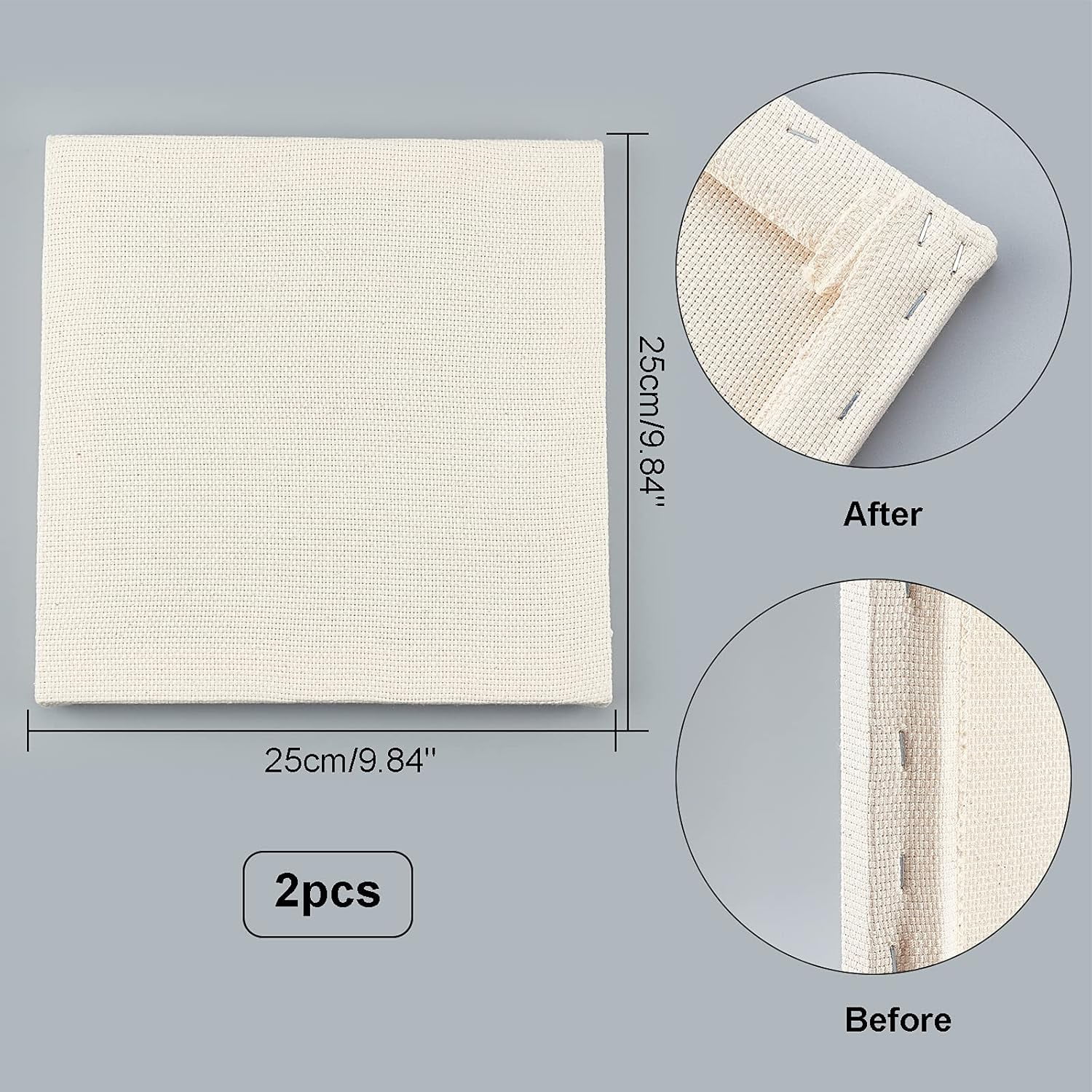 WEBEEDY DIY Punch Needle Frame Covered with Cloth for DIY Craft Stitching Applique Embellishment BurlyWood 25x25cm