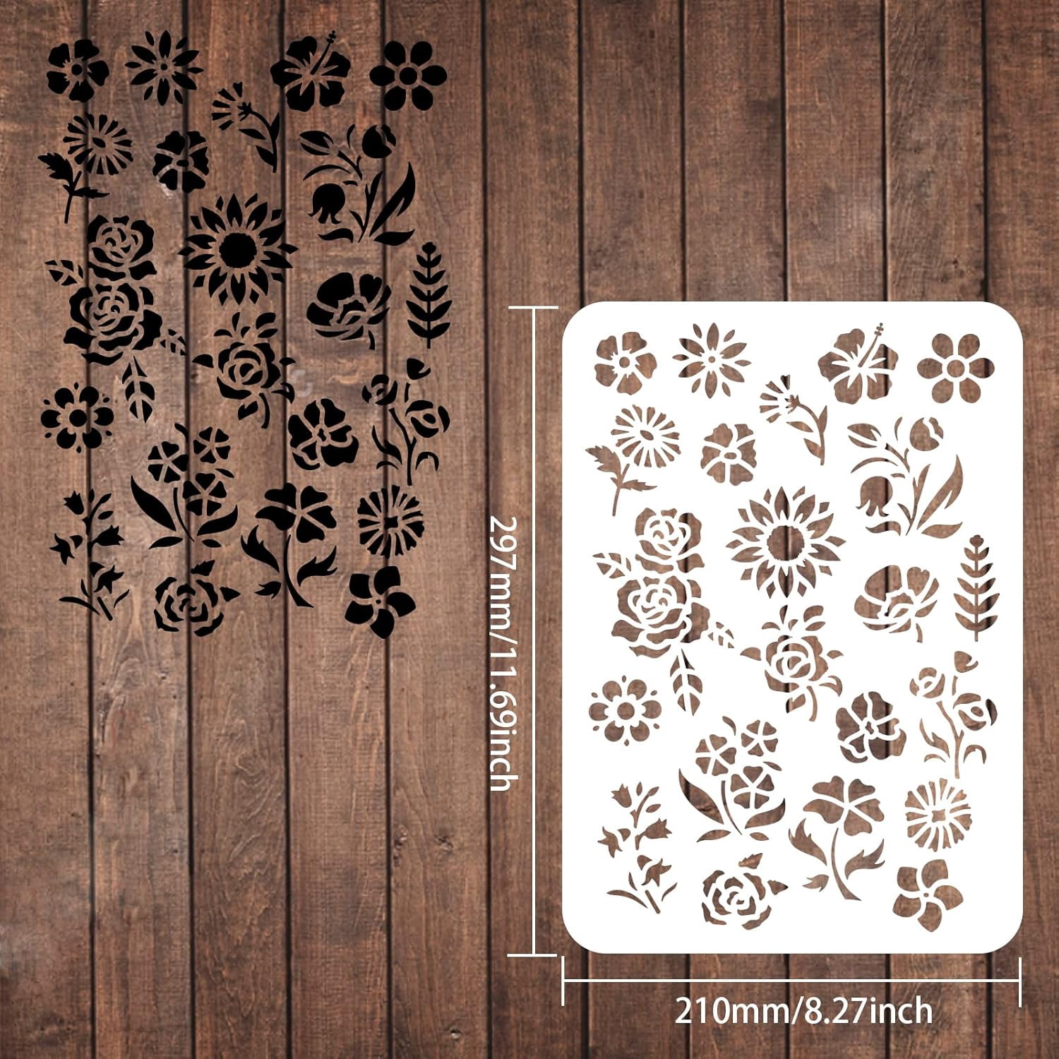Rectangular Stencil Pattern WEBEEDY Large Plastic Reusable Drawing Painting Stencils Templates for ...