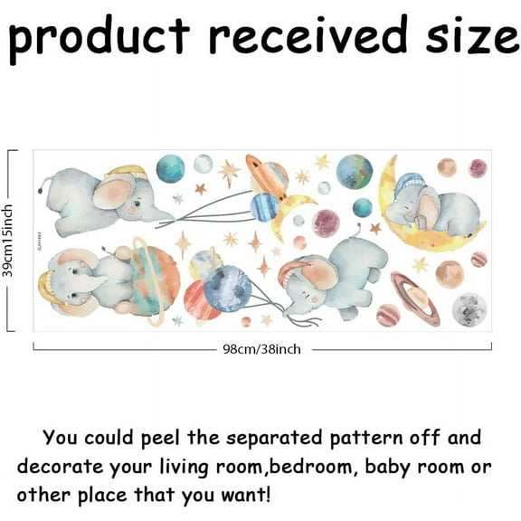 WEBEEDY PVC Wall Stickers Wall Decoration Elephant 950x370mm