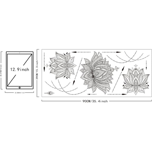 WEBEEDY PVC Wall Stickers for Wall Decoration Lotus Pattern 390x900mm