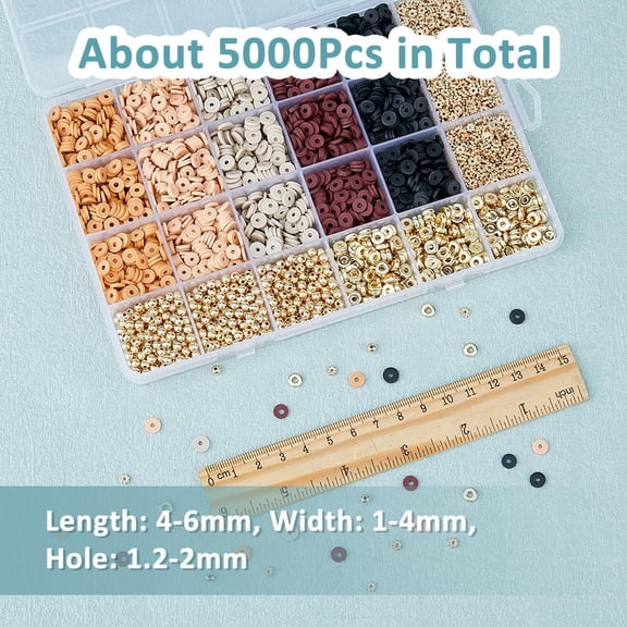 WEBEEDY Polymer Clay Disc & CCB Plastic Beads DIY Jewelry Making Finding Kit Camel 4~6x1~4mm Hole: 1.3~2mm