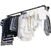 WEBI Clothing Rack Wall Mount,72" Industrial Pipe Clothes Rack for Hanging,Heavy Duty Iron Garment Bar,Retail Display Clothes Rod for Closet,Laundry Room,Black