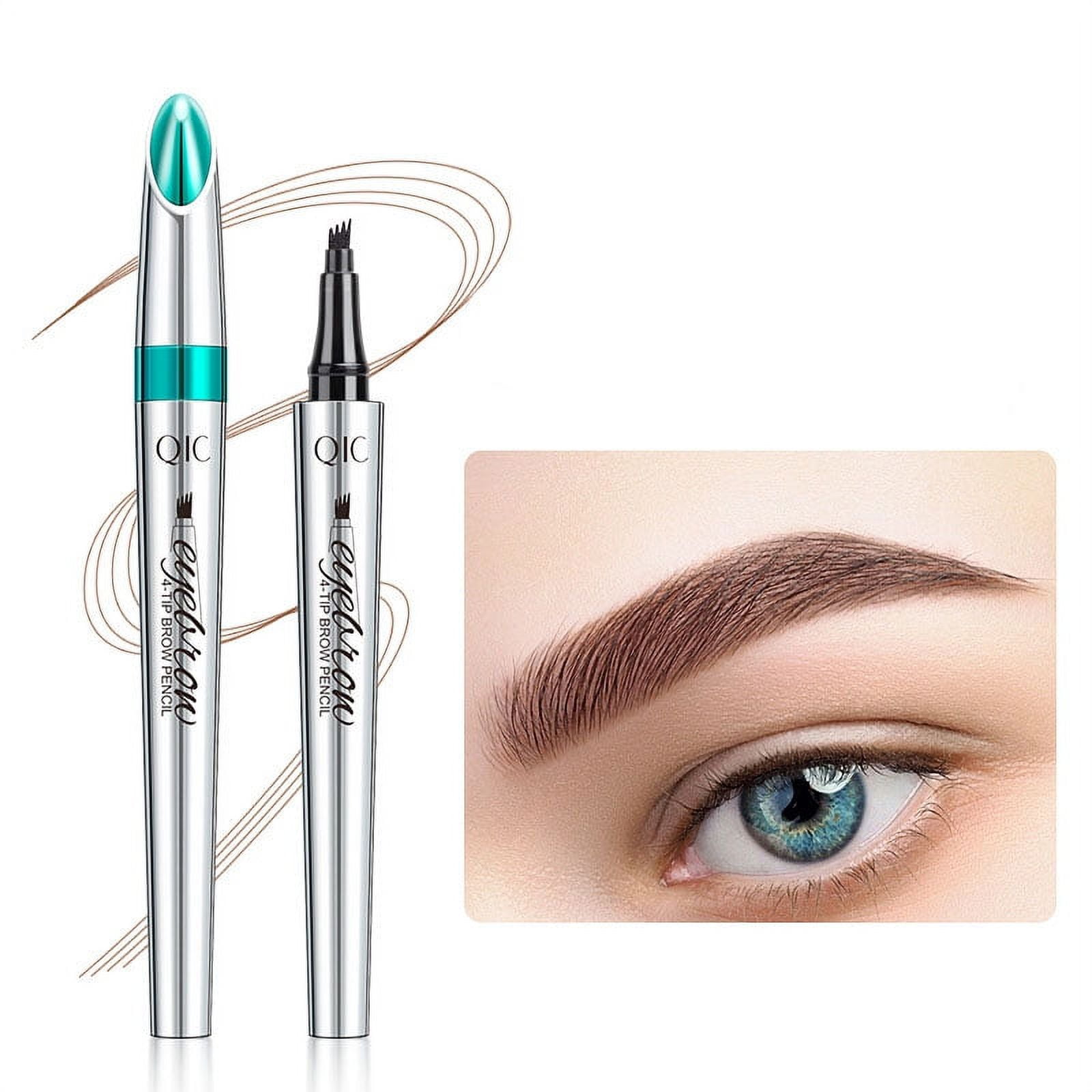 WECENT 4 Tipped Precise Brow Pen - Smudge-proof and Waterproof Eyebrow Pen  with 4 Point Pencil for Natural-looking Eyebrows-Light Brown 