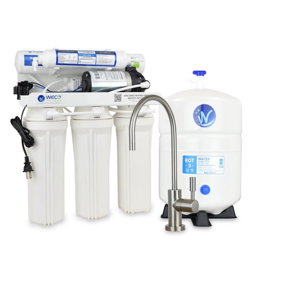 WECO VGRO-75PMP High Efficiency Reverse Osmosis Drinking Water Filtration System with Booster Pump