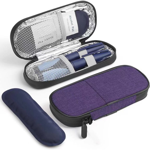 WEDAN  Medical-Grade Diabetes Management Cooler Bag - Portable Temperature Control Case with Dual Freezable Gel Packs & Moisture-Proof Compartments for Medication Storage, Travel Organizer