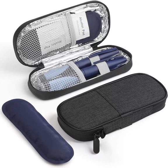 WEDAN  Medical-Grade Diabetes Management Cooler Bag - Portable Temperature Control Case with Dual Freezable Gel Packs & Moisture-Proof Compartments for Medication Storage, Travel Organizer
