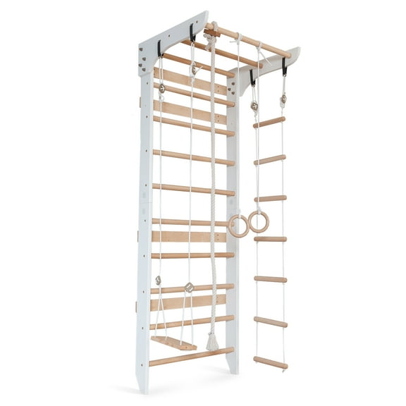 WEDANTA Wooden Swedish Ladder Wall Set – Kids Stall Bars for Exercise – Kids Swedish Gymnastic Wall Gym – Wood Stall Bar Gymnastics Playground – Best Gym for All Family