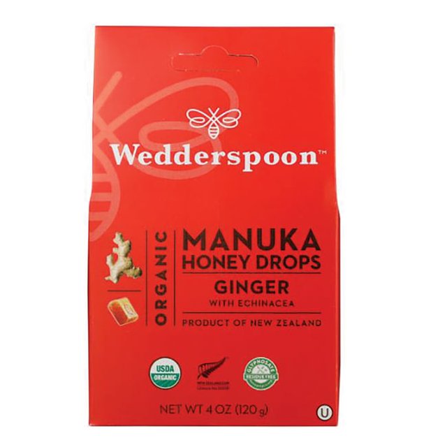 WEDDERSPOON GINGER ORGANIC MANUKA HONEY DROPS, 4 OZ.