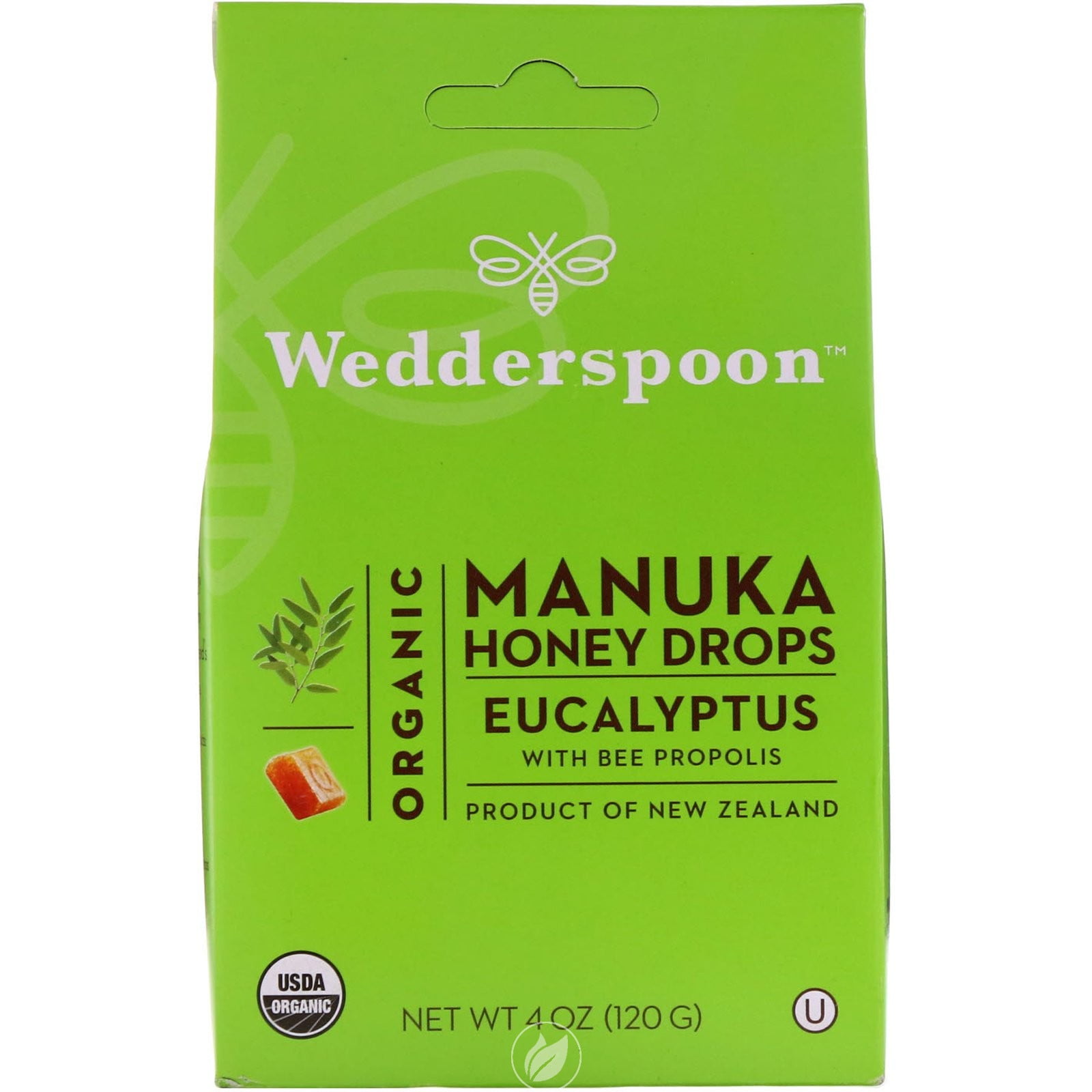 WEDDERSPOON Organic Manuka Honey Drops - Eucalyptus 4 OUNCE, Pack of 2
