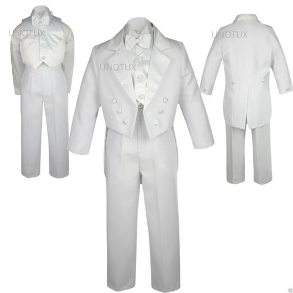 WEDDING FORMAL White 5PC TAIL TUXEDO SUITs BABY INFANT TODDLER Kid Teen BOY S-20