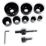 WEDGE 11 Piece Hole Saw Kit | Includes 8 Circular Blades, 2 Mandrel, 1 Hex Key | Versatile Size Range From 3/4 to 2.5 | Carbon Steel Blades | Designed For Precise Circular Cutting