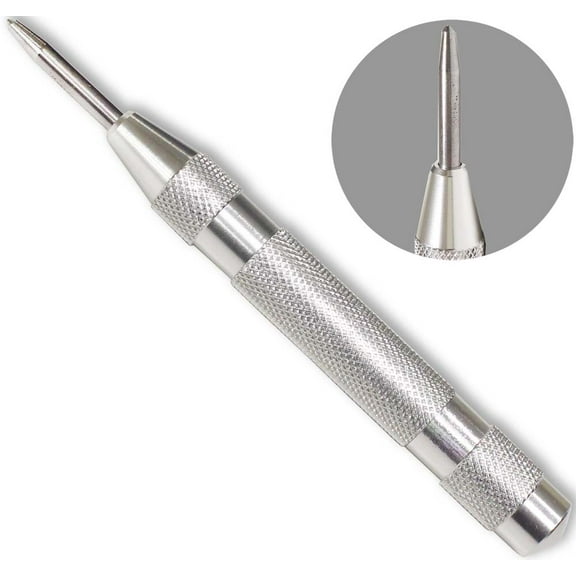 WEDGE 5" (12.7 cm) Automatic Center Punch | Textured Grip | Adjustable Force | Durable Steel Alloy | Ideal for Carpentry, Construction & Crafting