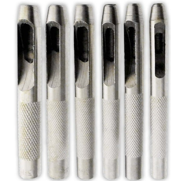 WEDGE 6 Piece Hollow Punch Set | High-Carbon Steel Construction | Punch Sizes 1/8", 5/32", 3/16", 7/32", 1/4", to 5/16" Included | Secure Textured Grip | Great For Precision Craftsmanship