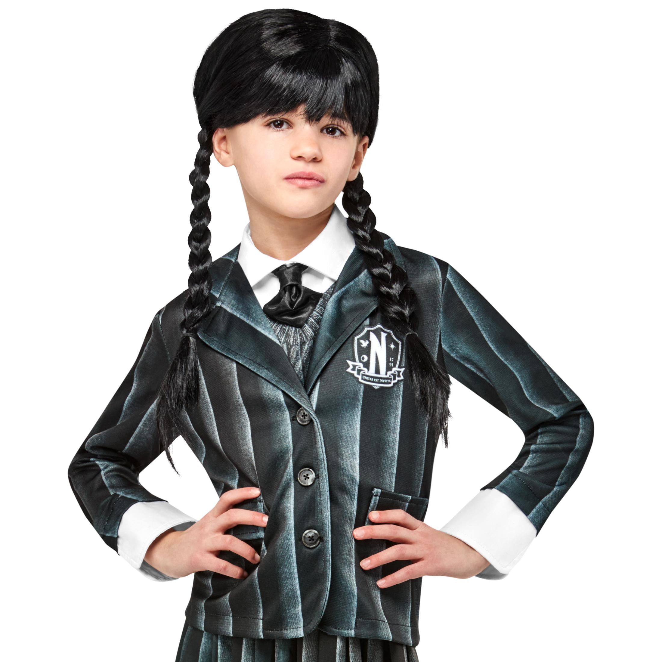 Wednesday Addams Long Black Braids Wig, a Halloween Accessory for Children, by Rubies