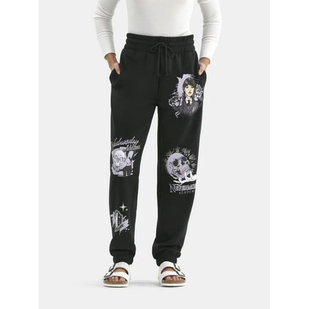 Wednesday Addams Women’s Graphic Print Joggers, Sizes XS-L