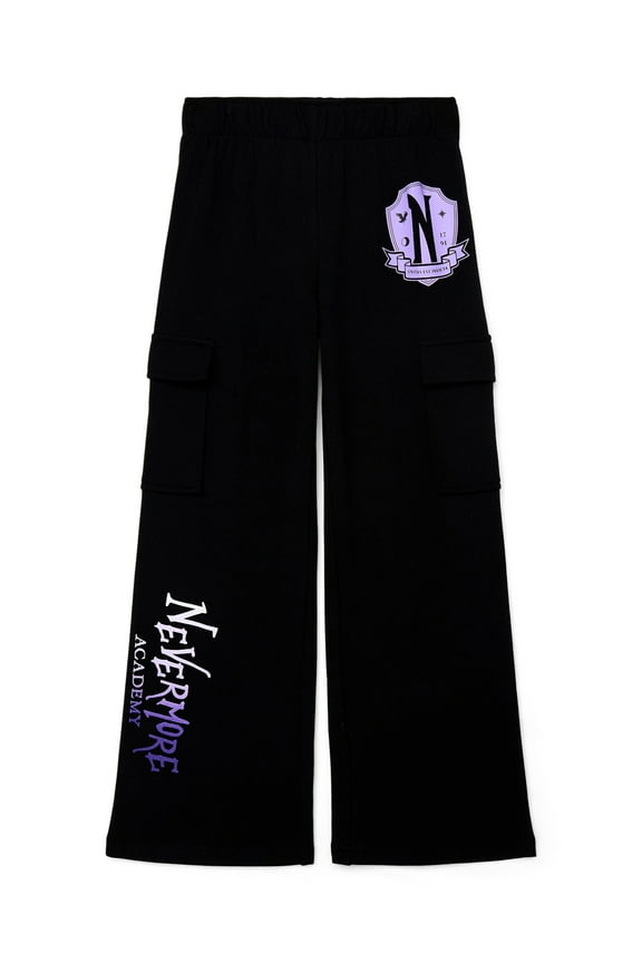 Addams Girls Halloween Wide Leg Fleece Pants, Sizes 4-16