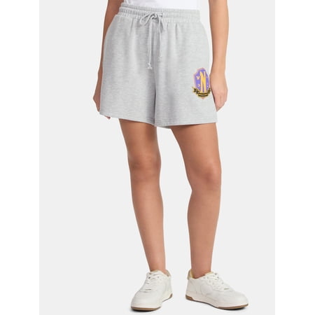 Wednesday Addams Women's Graphic Shorts, Nevermore Crest, Sizes XXS-2XL