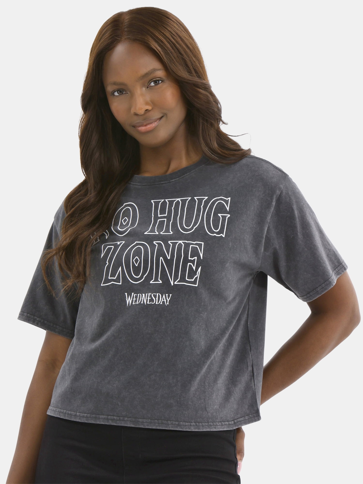 , Juniors Graphic Short Sleeve Tee, No Hug Zone, Sizes XXS-2XL