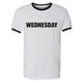 thumbnail image 1 of WEDNESDAY (worn on Monday) Adult Short Sleeve Ringer T-shirt, 1 of 2