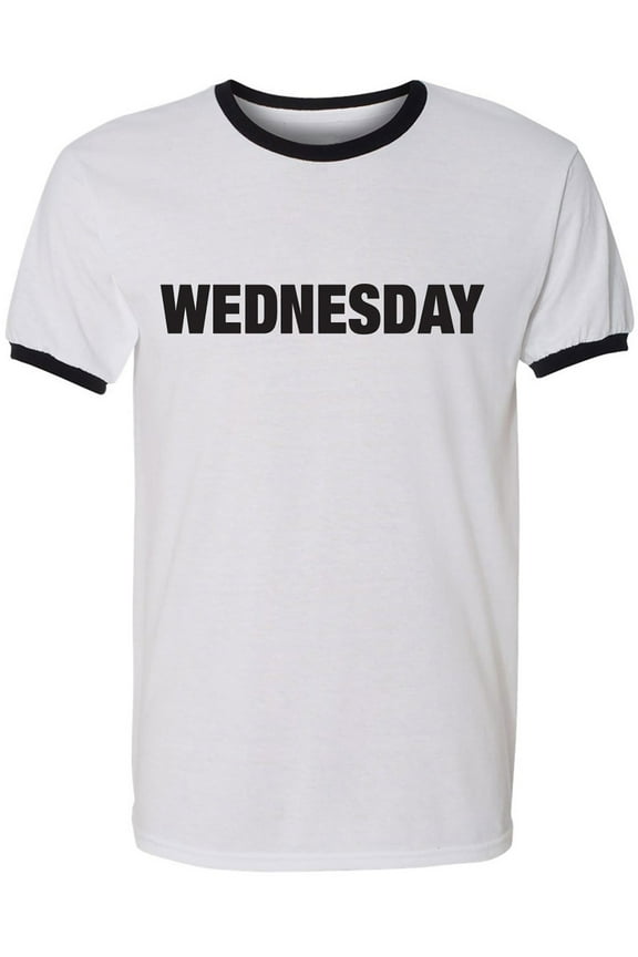 WEDNESDAY (worn on Monday) Adult Short Sleeve Ringer T-shirt