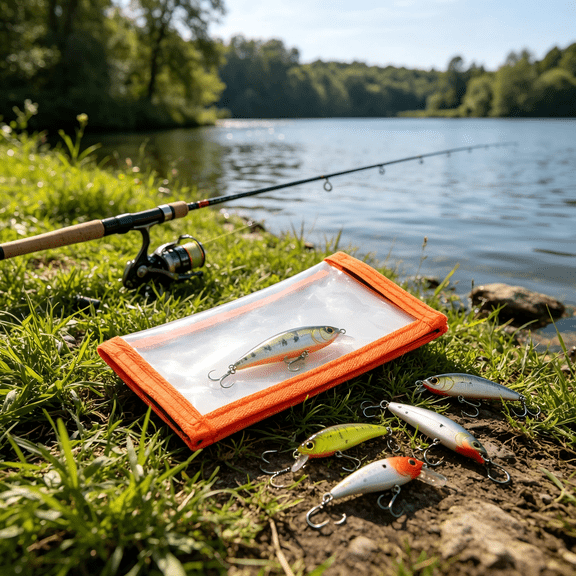 WEEEANT Fishing Lure Wraps 2-Pack Clear PVC Protective Lure Covers with Hook and Loop Closure for Treble Hooks and Baits, Orange Edging