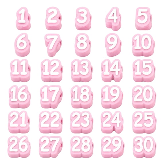 WEEEANT Numbered Pencil Cap Protectors 1-30, Pink Silicone Pencil Toppers for Classroom Organization and Identification, Set of 30 Pieces for Students