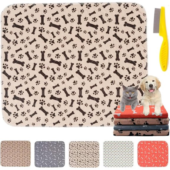 WEEEANT Pet Training Pad Brown Black Bone Pattern Waterproof Pee Mat for Small Dogs and Cats 11.8x11.8 in Washable Reusable Protective Design